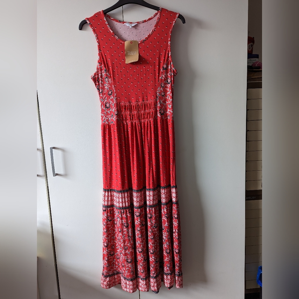 Red Cotton Traders Boho/Bohemian Dress Size 16 - Picture 1 of 15